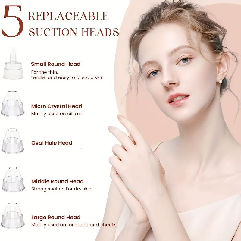 Blackhead Remover Pore Vacuum - 5 Suction - USB Rejected Facial Pore Cleaner Kit for Adult Acne Extractor Tool