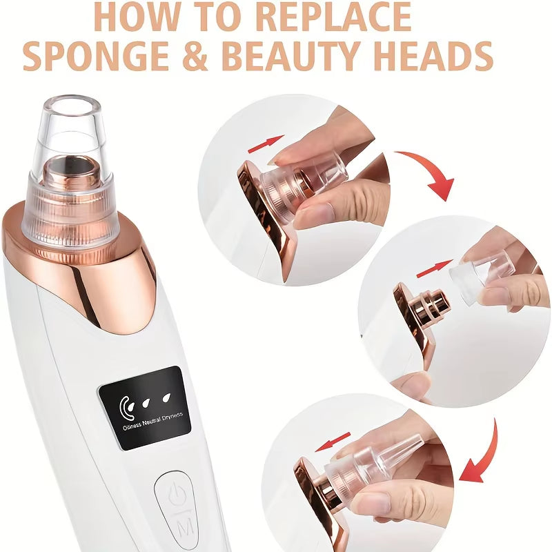 Blackhead Remover Pore Vacuum - 5 Suction - USB Rejected Facial Pore Cleaner Kit for Adult Acne Extractor Tool