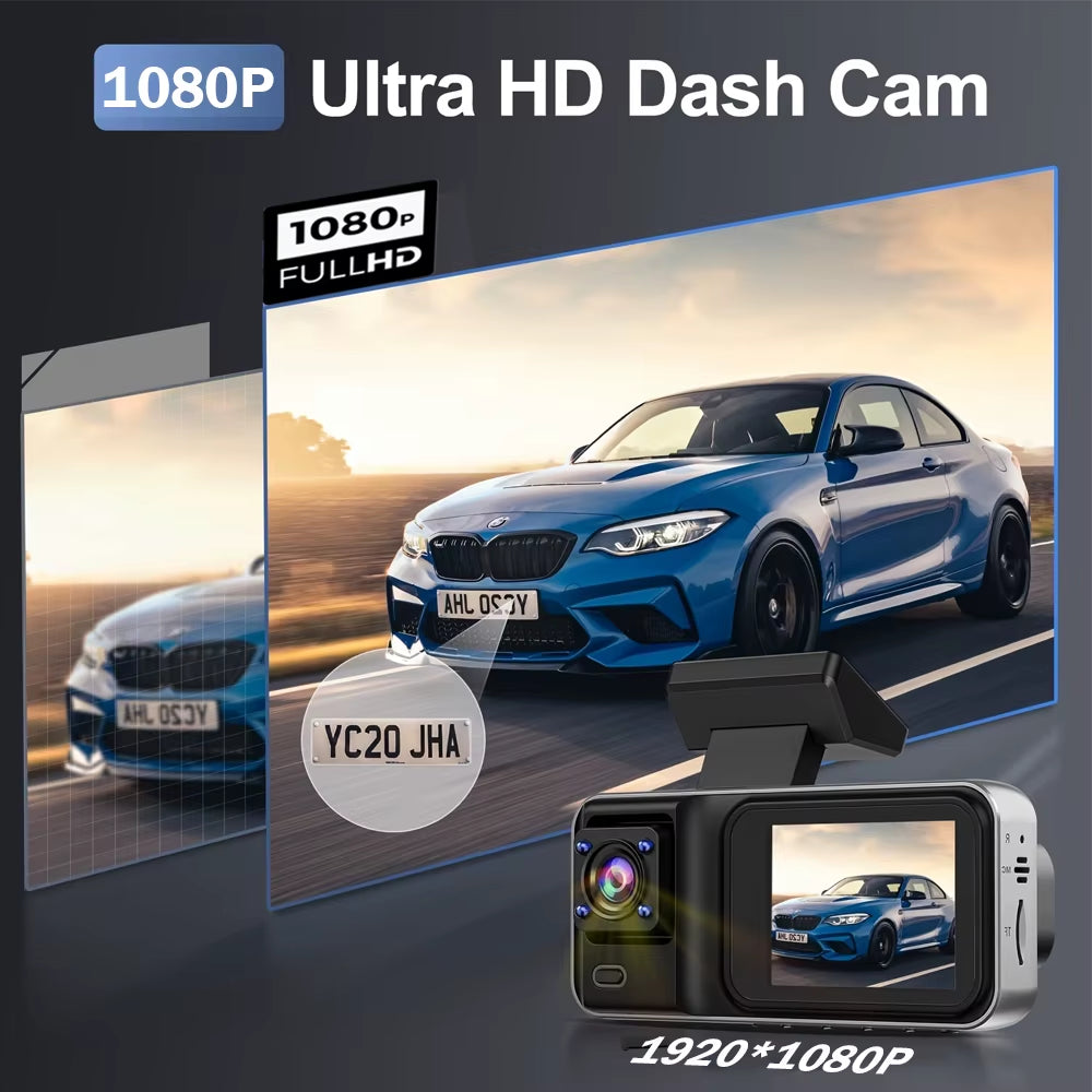 3 Channel Dash Cam for Cars Black Box Camera Car DVR 1080P Video Recorder Rear View Camera for Vehicle Car DVR Car Accessories