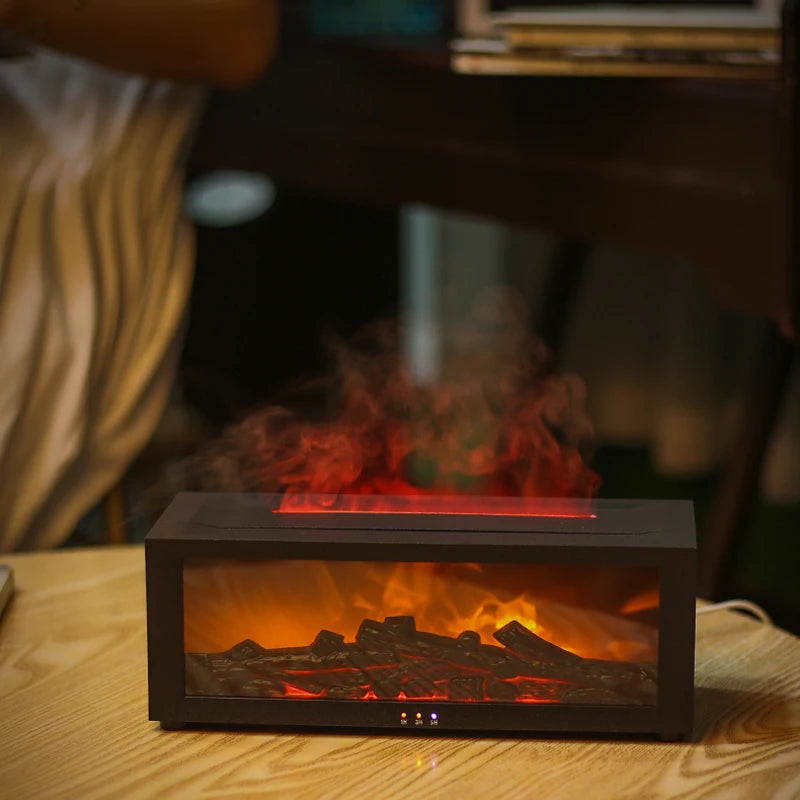 High Quality Home Desktop Air Humidifier Fireplace Diffuser Remote Control Aroma Diffuser Seven-Color Essential Oil Diffuser