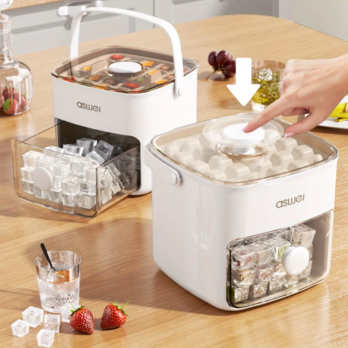 1Pcs Ice Box Frozen Ice Hockey Tool Grinding Tool Ice Bucket Large Capacity Ice Storage Household Press Ice Tray Ice Cube Mold